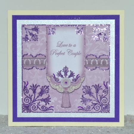 Lilac Perfect Couple 7in Ornate Lace Tag Topper by Jackie Bullock