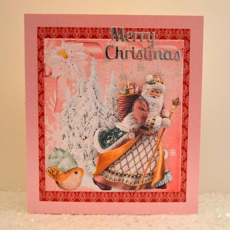 Santa on Pink Topper with Decoupage by Jackie Bullock