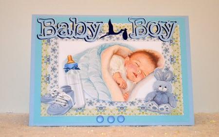 Sweet Dreams Baby Boy in Floral Frame A4 by Jackie Bullock