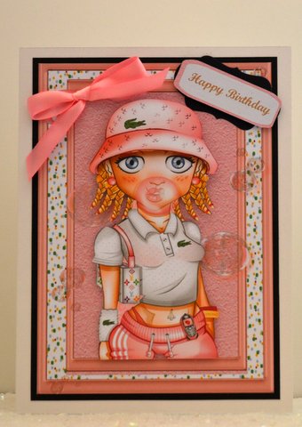 Trendy Bubble Gum Girl by Jackie Bullock