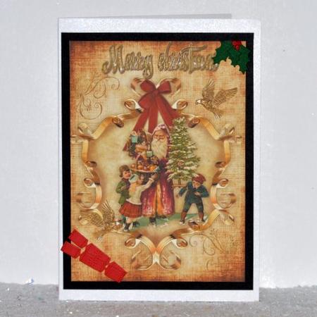 Vintage Santa with the Children in Ornate Frame A4 by Jackie Bullock