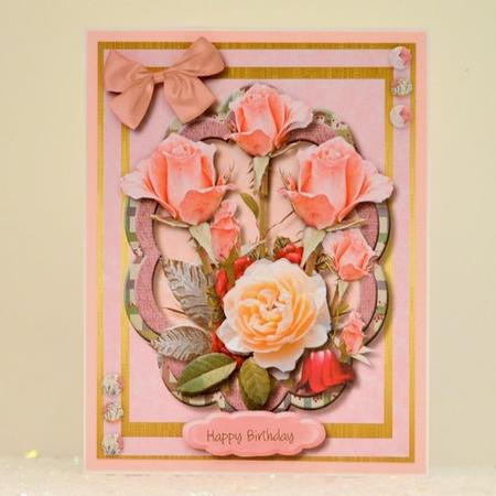 Lovely Pink Roses on a Scalloped Frame  by Jackie Bullock