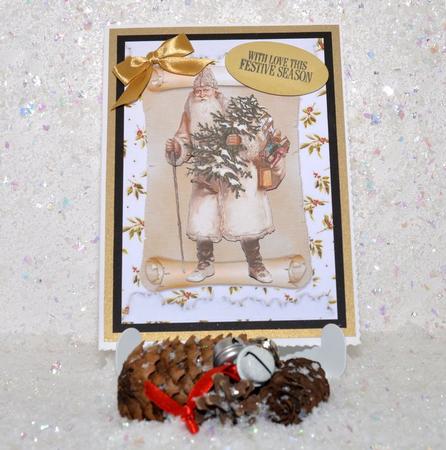 Vintage Santa on a Scroll by Jackie Bullock