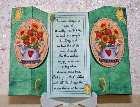 Birthday Flowers Double Oval Fold Back Card by Jackie Bullock