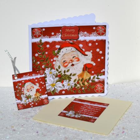 Vintage Santa Christmas Topper with Insert and Tags by Jackie Bullock