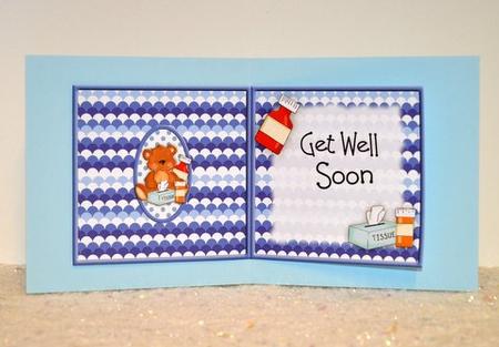 Get Well Soon Blue Teddy Square Insert by Jackie Bullock