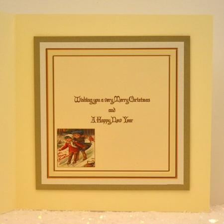 Vintage 'having Fun at Christmas' 5'' Square Insert. by Jackie Bullock