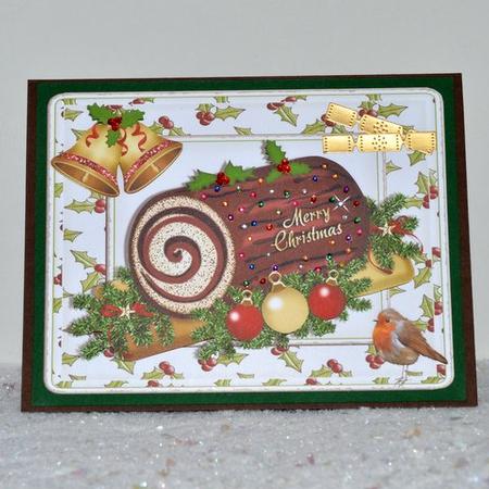 Chocolate Christmas Log with Robin by Jackie Bullock