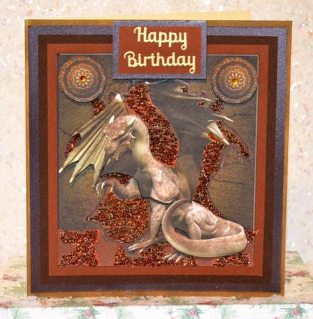 Dragon Shield Four Topper with Decoupage by Jackie Bullock