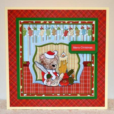 Santa's List, 7x7 Card with Decoupage by Jackie Bullock