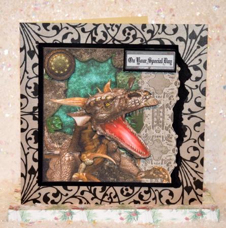 Dragon Shield Two Topper with Decoupage by Jackie Bullock