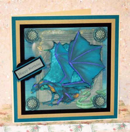 Dragon Shield Five Topper with Decoupage by Jackie Bullock
