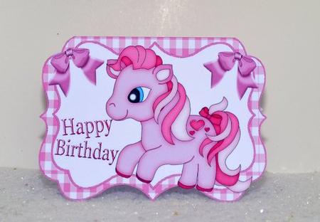 My Little Pink Pony with Bows Bracket Card by Jackie Bullock