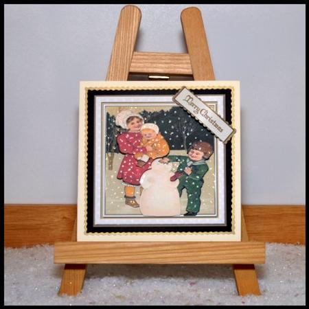 Children in the Snow 5'' Square Card Front by Jackie Bullock