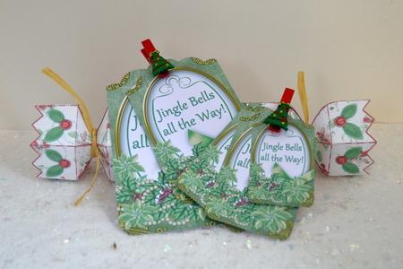 Olive Poinsettia Jingle Bells Sentiment Tag Sheet by Jackie Bullock