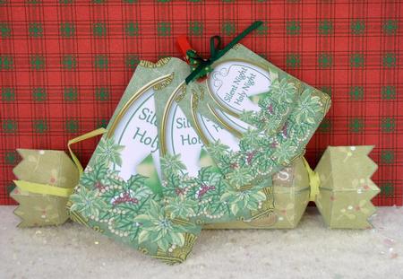 Olive Poinsettia Silent Night Sentiment Tag Sheet by Jackie Bullock