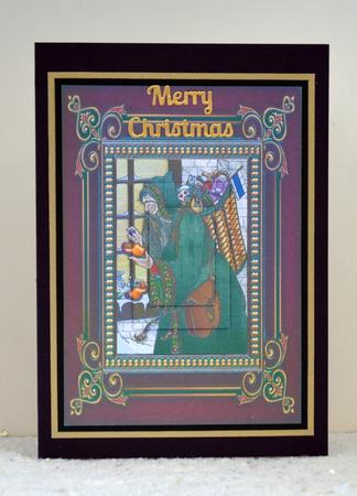Vintage Santa in Green Cloak Pyramage by Jackie Bullock