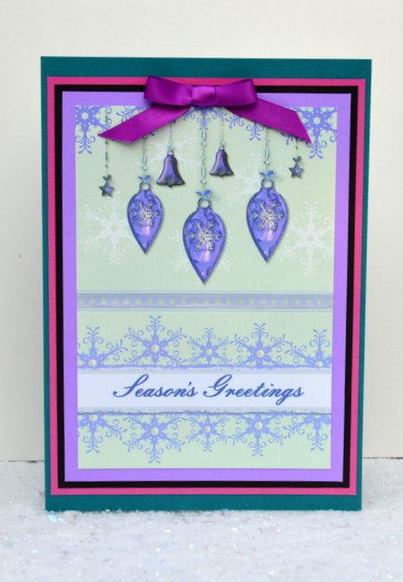 Purple Baubles and Snowflakes 2 by Jackie Bullock