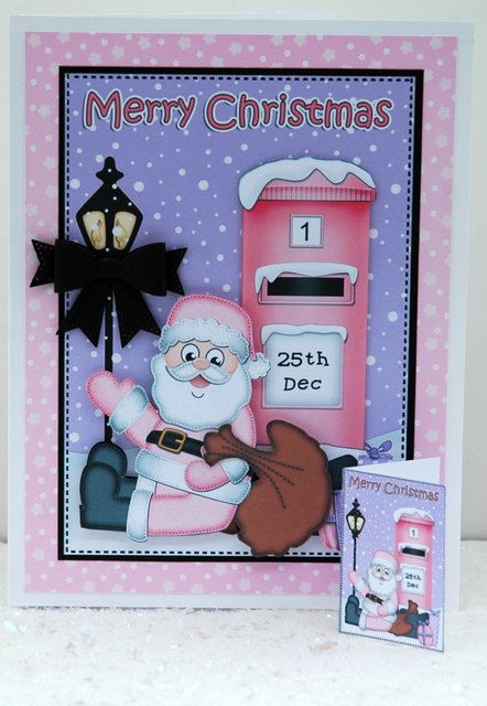 Christmas Santa Postbox 5x7 3D Decoupage by Jackie Bullock