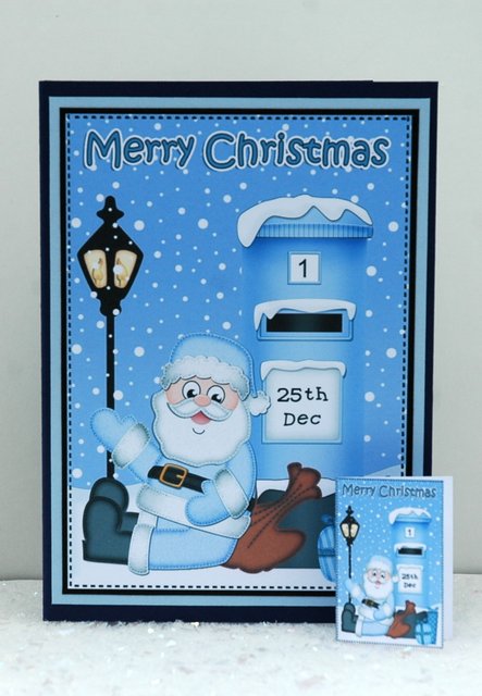 Christmas Santa Postbox 5x7 3D Decoupage by Jackie Bullock