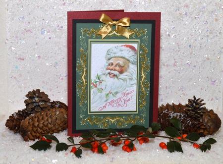Beautifully Framed Vintage Smiling Santa by Jackie Bullock