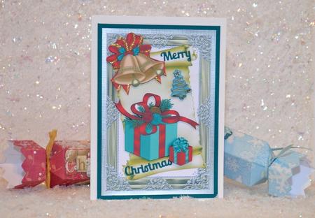 Christmas Presents with Turq Bell on a Scroll by Jackie Bullock