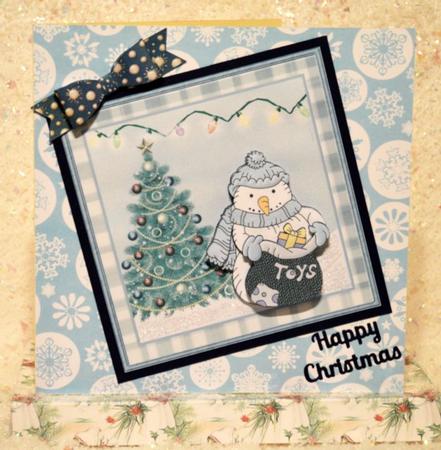 Snowman with Sack of Toys Card and Decoupage by Jackie Bullock