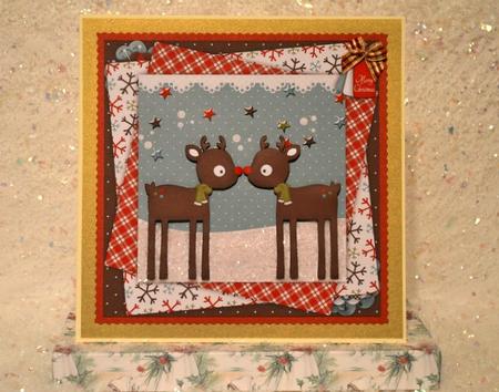 7.5 x 7.5 Card Topper Rendeer with Love by Jackie Bullock
