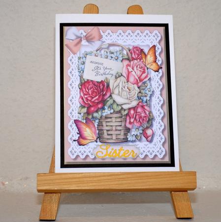 Beautiful Basket of Mixed Roses and Butteflys  by Jackie Bullock
