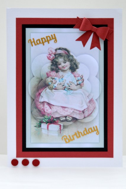 Christmas Girl with Doll Scalloped Pyramid by Jackie Bullock