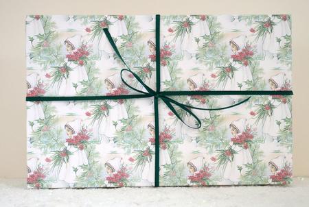 Vintage Girl Collecting Christmas Flowers Backing Paper by Jackie Bullock