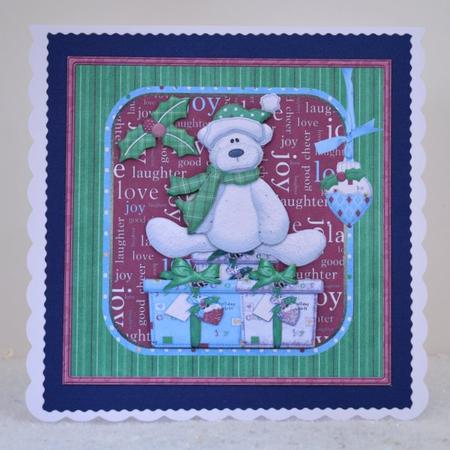 Christmas Bear Card with Decoupage by Jackie Bullock