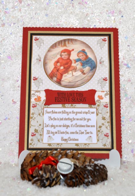 Having Fun Vintage Christmas Card Front by Jackie Bullock