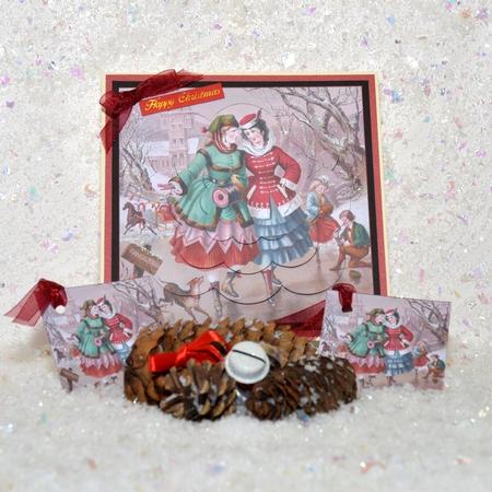 Vintage Ladies Skating Scalloped Pyramid by Jackie Bullock