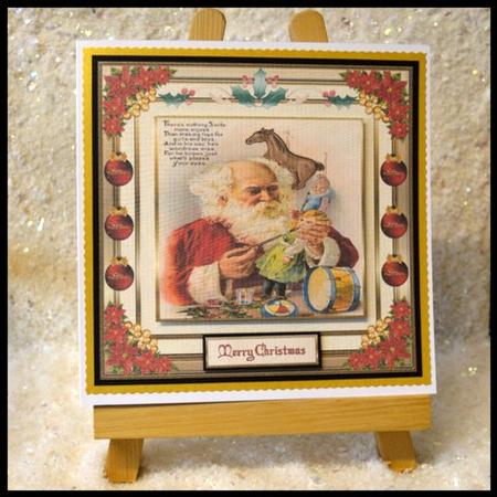 Christmas Poinsettia 8x8ins Card Front by Jackie Bullock