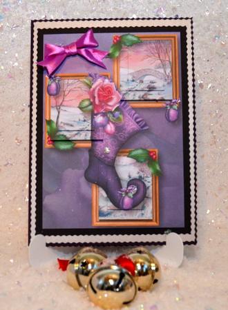 Christmas Sugar Plum Rose Stocking Frame Trio by Jackie Bullock