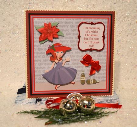 Christmas Wine Humorous Mini Kit & Decoupage by Jackie Bullock