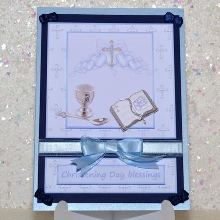 Egg and Spoon Christening Easel Boy by Jackie Bullock