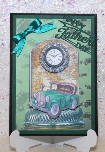 Globe Male Card Vintage Car by Jackie Bullock