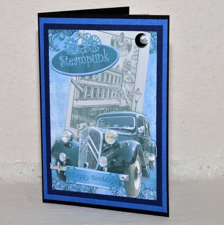 Vintage Black Car with Steampunk and Rose by Jackie Bullock