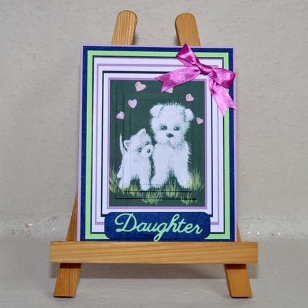 Cute Little Westies in the Grass in Striped Frame Pyramids by Jackie Bullock
