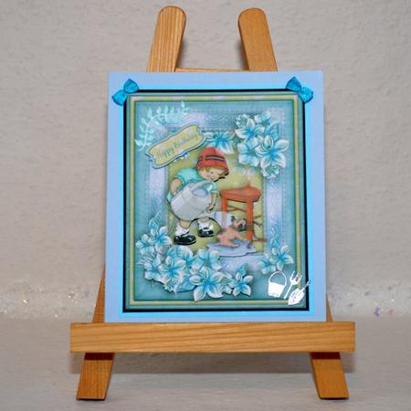 Puppy Wash Little Boy Card by Jackie Bullock