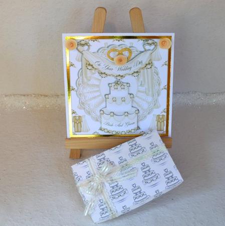 Vintage Style Wedding Cake 8x8 Topper by Jackie Bullock