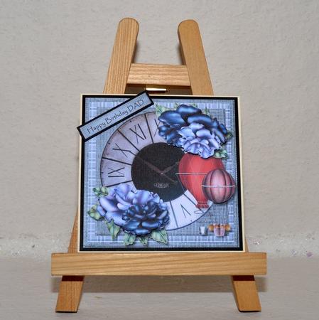 Male Card Vintage Clock & Roses2 by Jackie Bullock