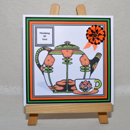 Art Deco Tea for You (1) 7.5" x 7.5" Card Topper by Jackie Bullock
