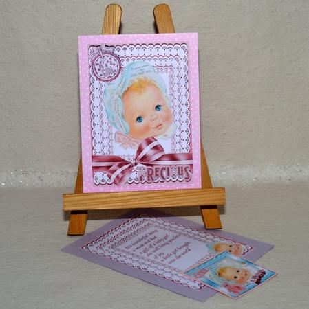 Cute Baby Girl on Lace with Matching A5 Insert by Jackie Bullock