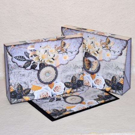 Big Pinchbox (bag) Creme Black Flowers 104 by Jackie Bullock