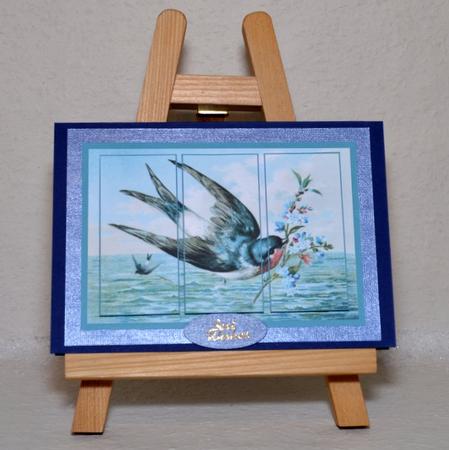 Vintage Bird with Flowers Panel Card by Jackie Bullock