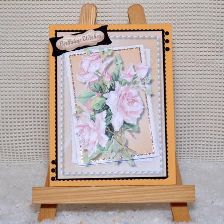 Beautiful French Roses Ina Stitched Frame  by Jackie Bullock