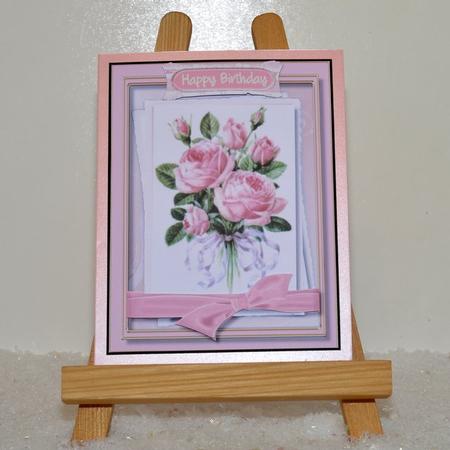 Lovely Pink Roses with Ribbon Bow  by Jackie Bullock